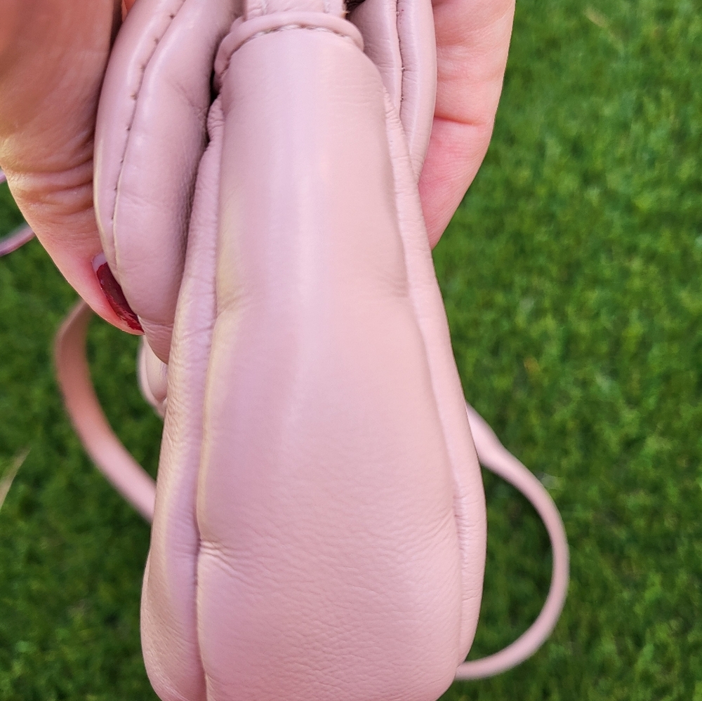 Zara Pink Soft Faux Leather Heart Mini Crossbody Bag. - Picture 9 of 16